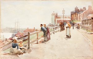 The Bank Top, North Shields 1901 (lápis e aquarela no cartão)
